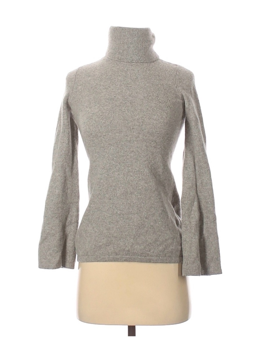 Saks Fifth Avenue Light Gray Cashmere Turtleneck with Bell Sleeves